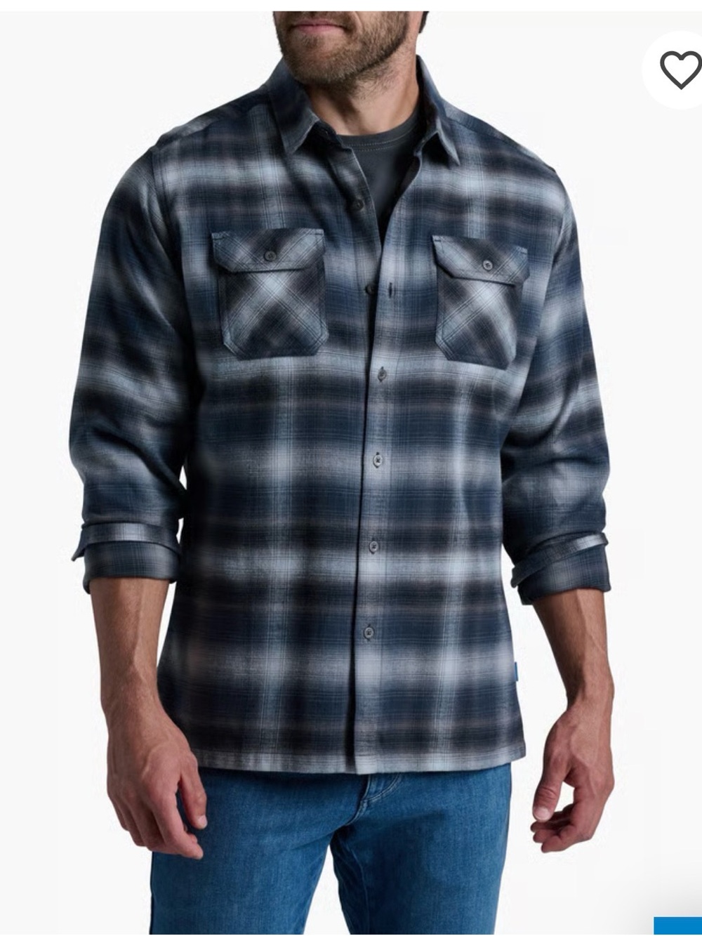 Men's KUHL Blue Plaid Long Sleeve Button-Up Shirt DILLINGR FLANNEL XXXL XX